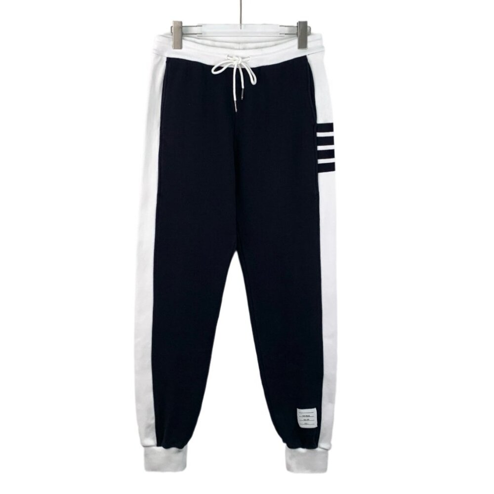 Thom Browne Color-block classic four-stripe cotton drawstring jogger pants